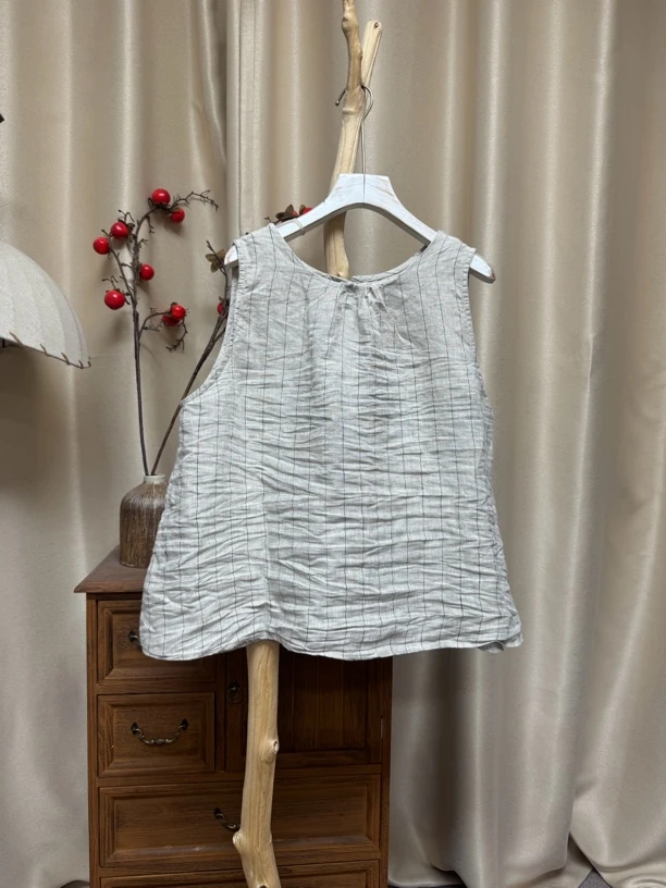 1400色织亚麻前后两穿背心胸围110长60