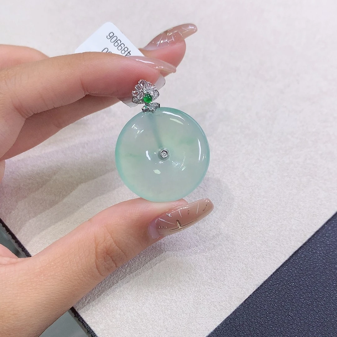 翡翠18K金镶嵌吊坠(不含链)26.9-5.9