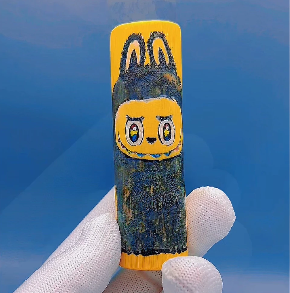 【竹里馆】labubu拉布布手工彩绘实心竹实心玉竹文玩手把件