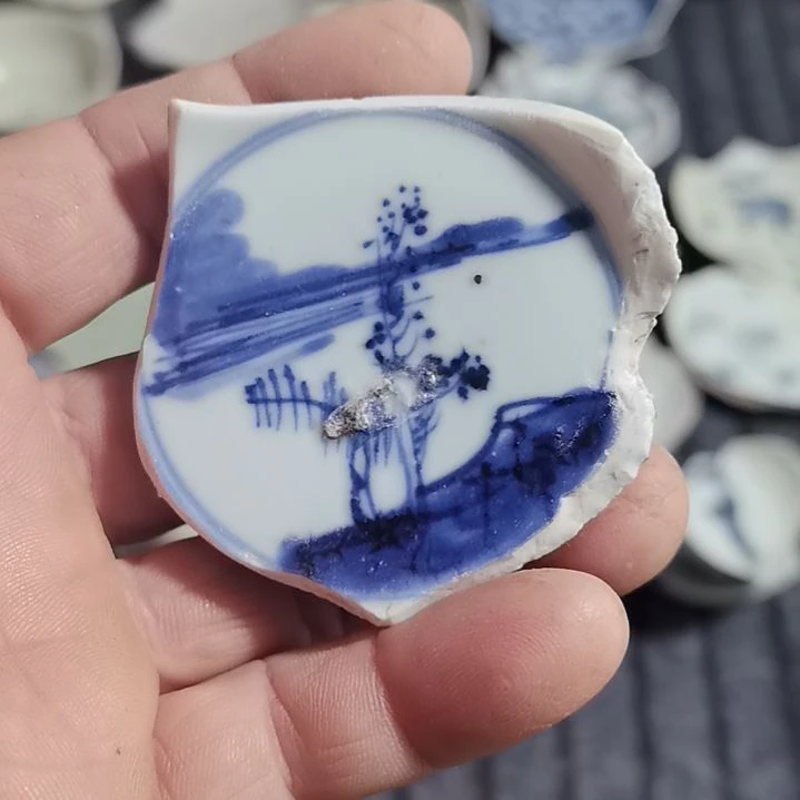 瓷片芒青花影青杯垫标夲