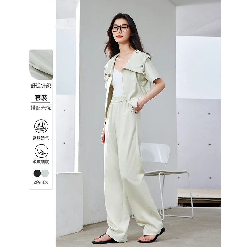 *梵希蔓简约时尚休闲套装海军领外套搭休闲裤两件套M7803/M8993