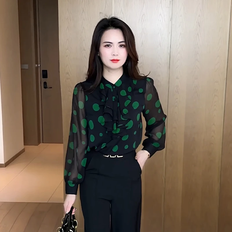 2025春夏新款女装洋气减龄小衫雪纺上衣女士衬衫法式气质衬衣