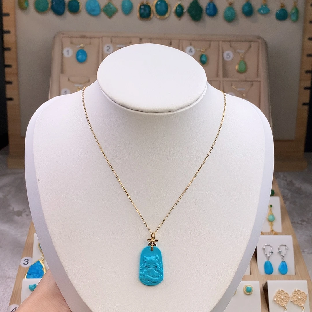 绿松石18K金镶嵌颈饰