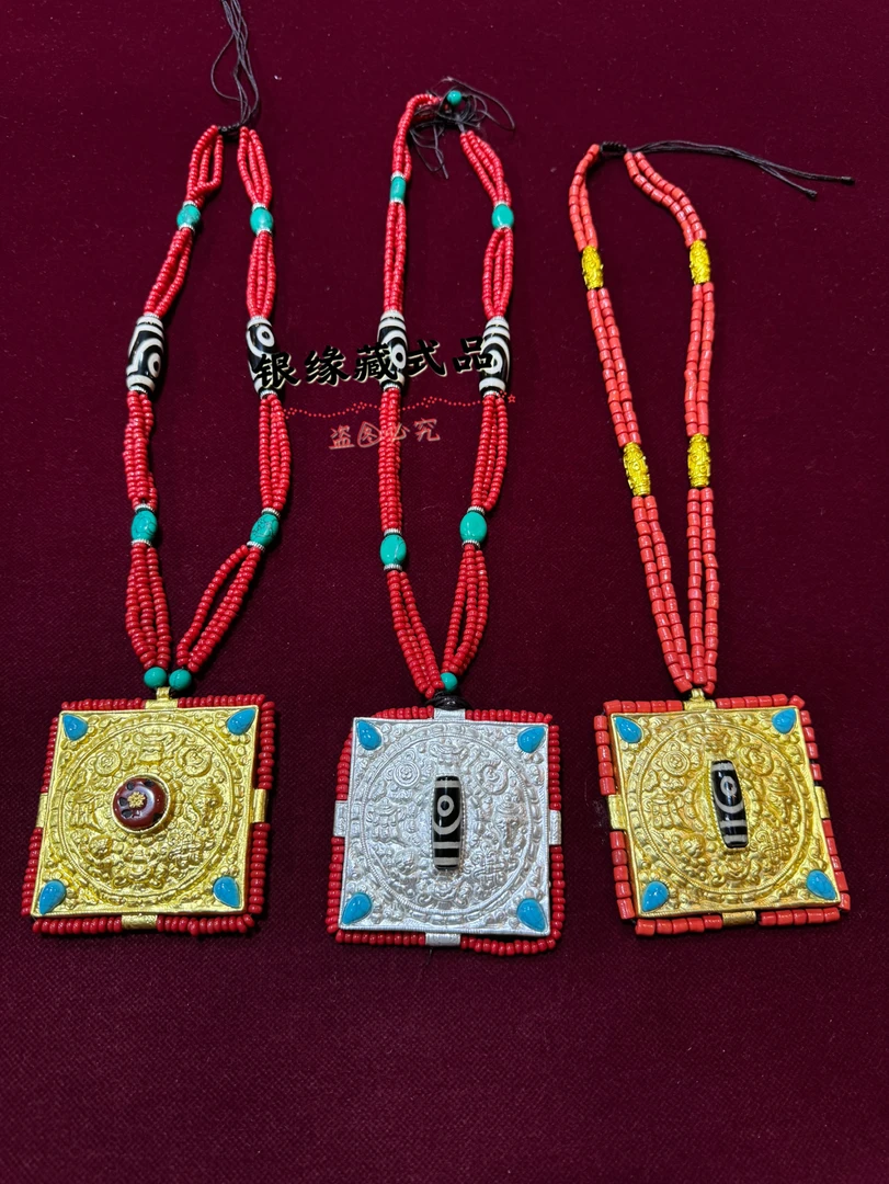 藏族新款饰品挂件方嘎藏式乌盒配饰首饰装配民族风镀金不掉色项链