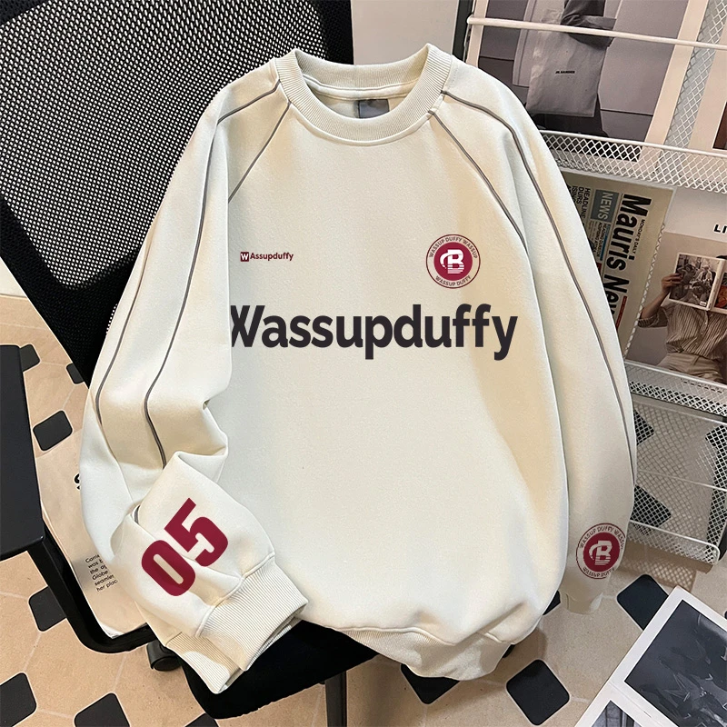 街头风2025新款重磅设计感反光条圆领男女款休闲百搭长袖圆领卫衣