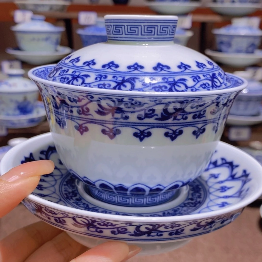 景德镇陶瓷盖碗组合套装