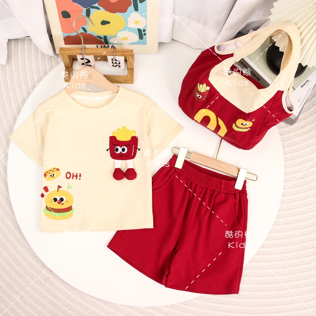 2025夏装男童女童韩版兄妹装儿童立体卡通童装两件套D2S3-163