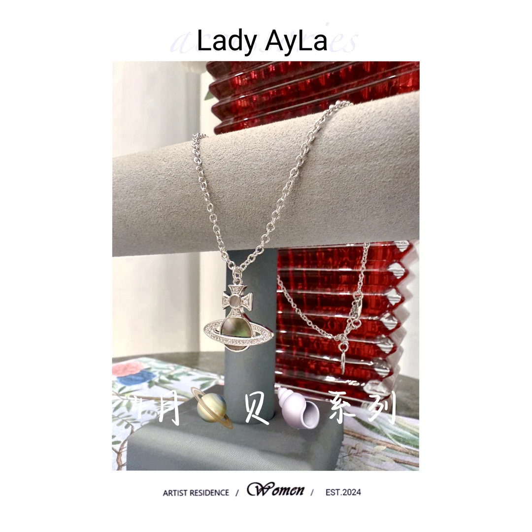 铜合金项链 25s土星球4月轻奢时尚项链饰品锁骨链AL2007