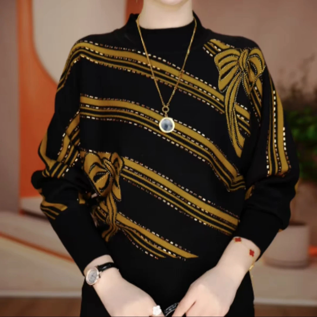 气质百搭休闲洋气宽松小衫针织打底秋冬季保暖长袖2025高档毛衣女