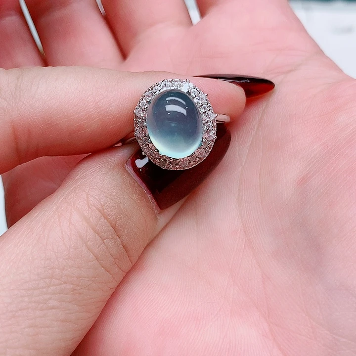 蛇纹石玉戒指银S925镶嵌你***儿