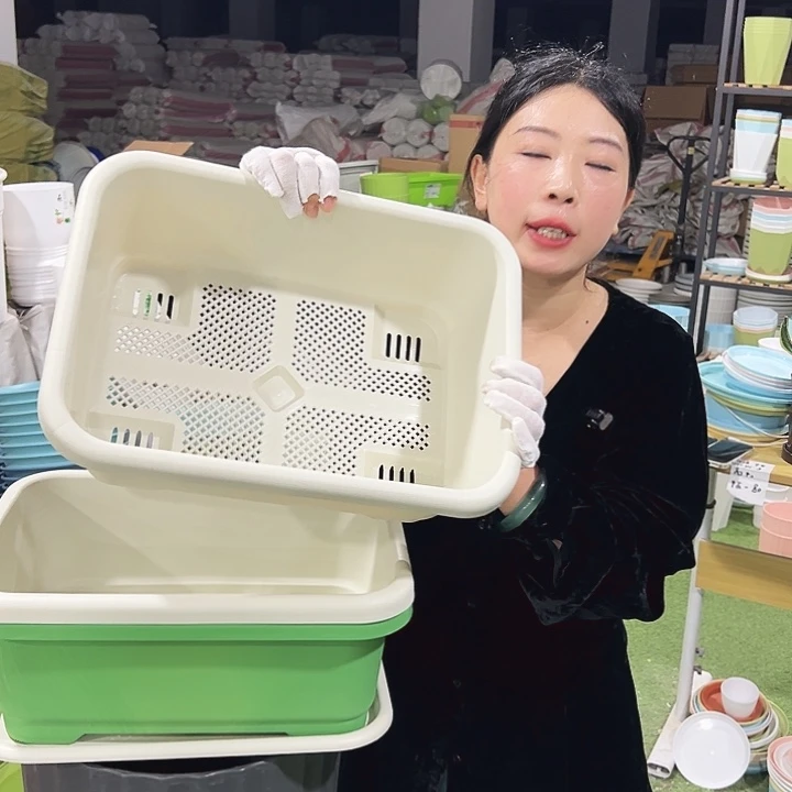 小菜盆长38宽28高15混色3只带托