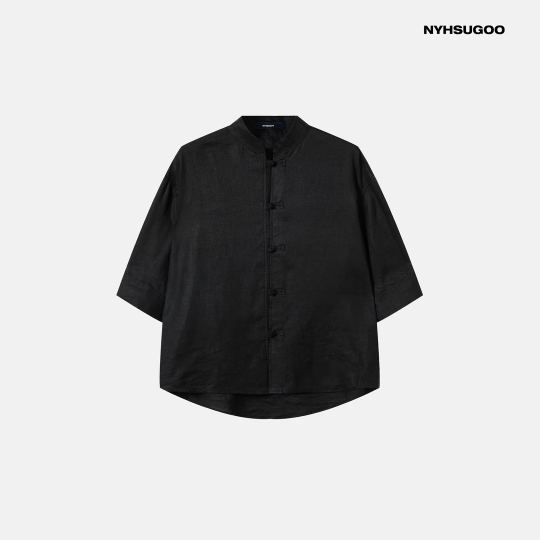 NYHSUGOO/南乙夏季100%亚麻“中式老钱风"男士衬衫3817天然面料