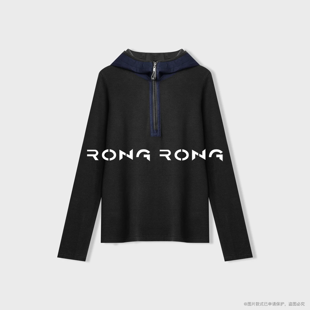 溶溶【暖意活力】RONGRONG 莱赛尔羊毛显瘦拼接休闲连帽衫2502J502