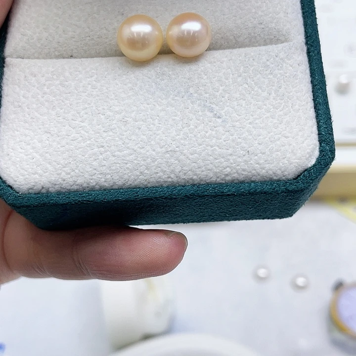 淡水珍珠耳饰银S925镶嵌啊*