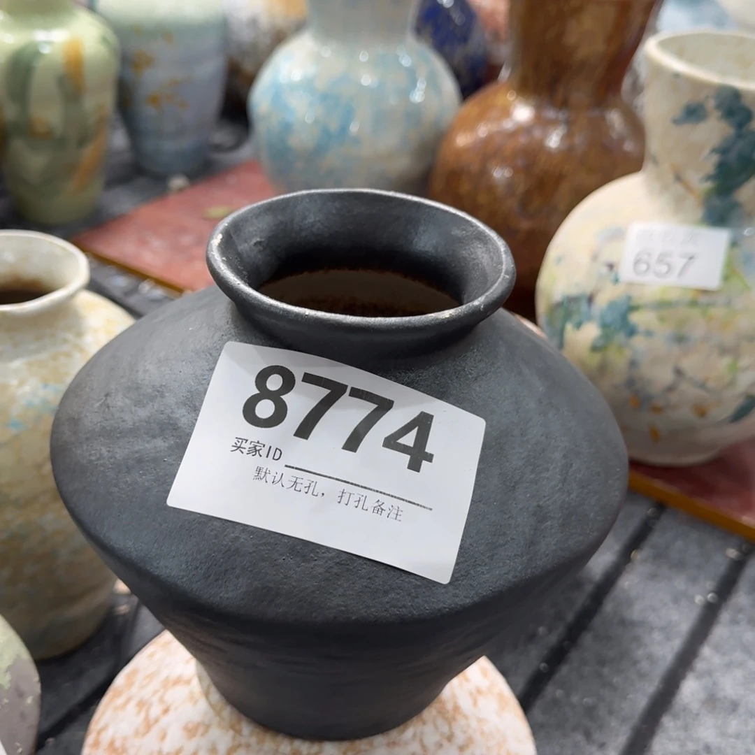 陶摆件景德镇高温花瓶编码8774高17口6默认无孔