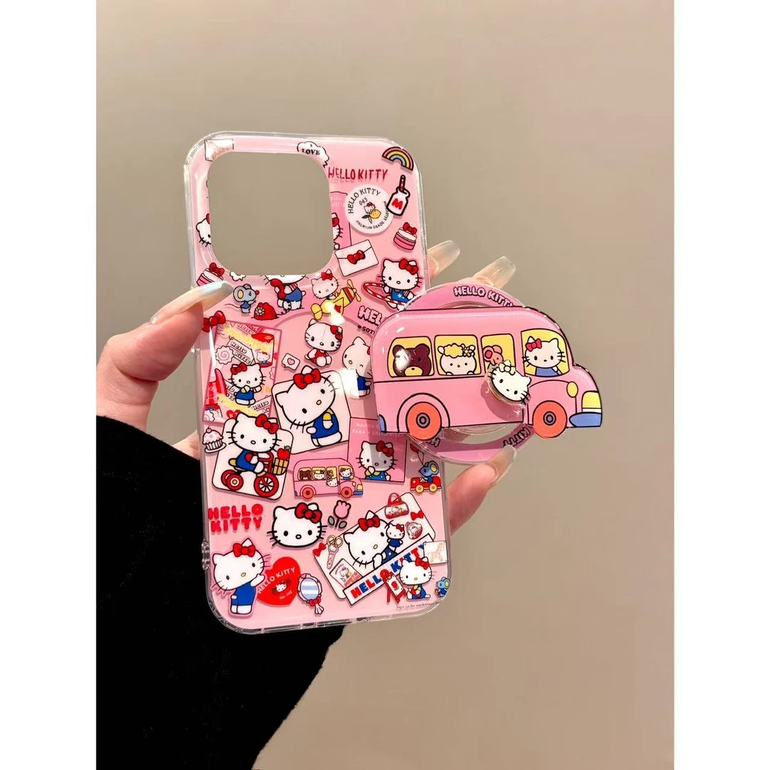 适用苹果iphone16promax可爱巴士15pro少女14磁吸支架13ins手机壳