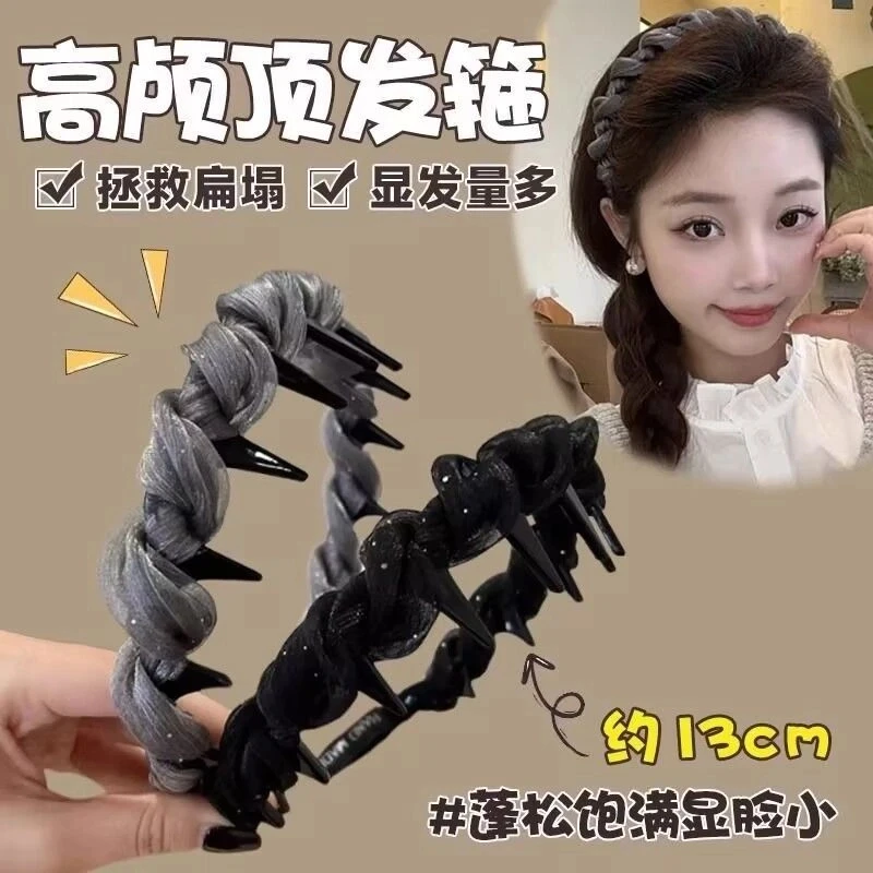 B-046新款气质小香风珠光网纱发箍女高颅顶法式百搭高级感防滑