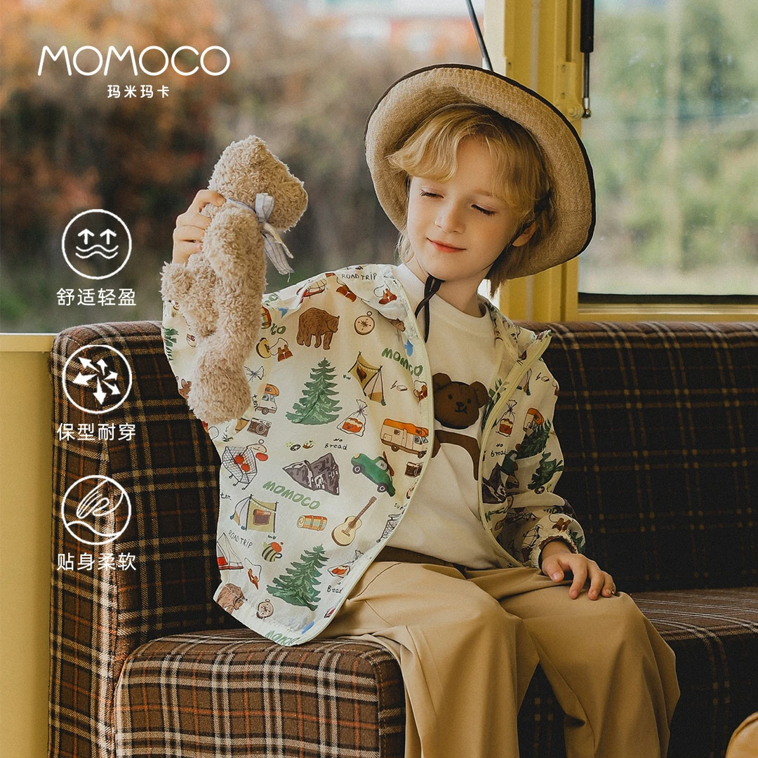 MOMOCO夏季男童防晒外套满印涂鸦空调衣长袖皮肤衣77280135002