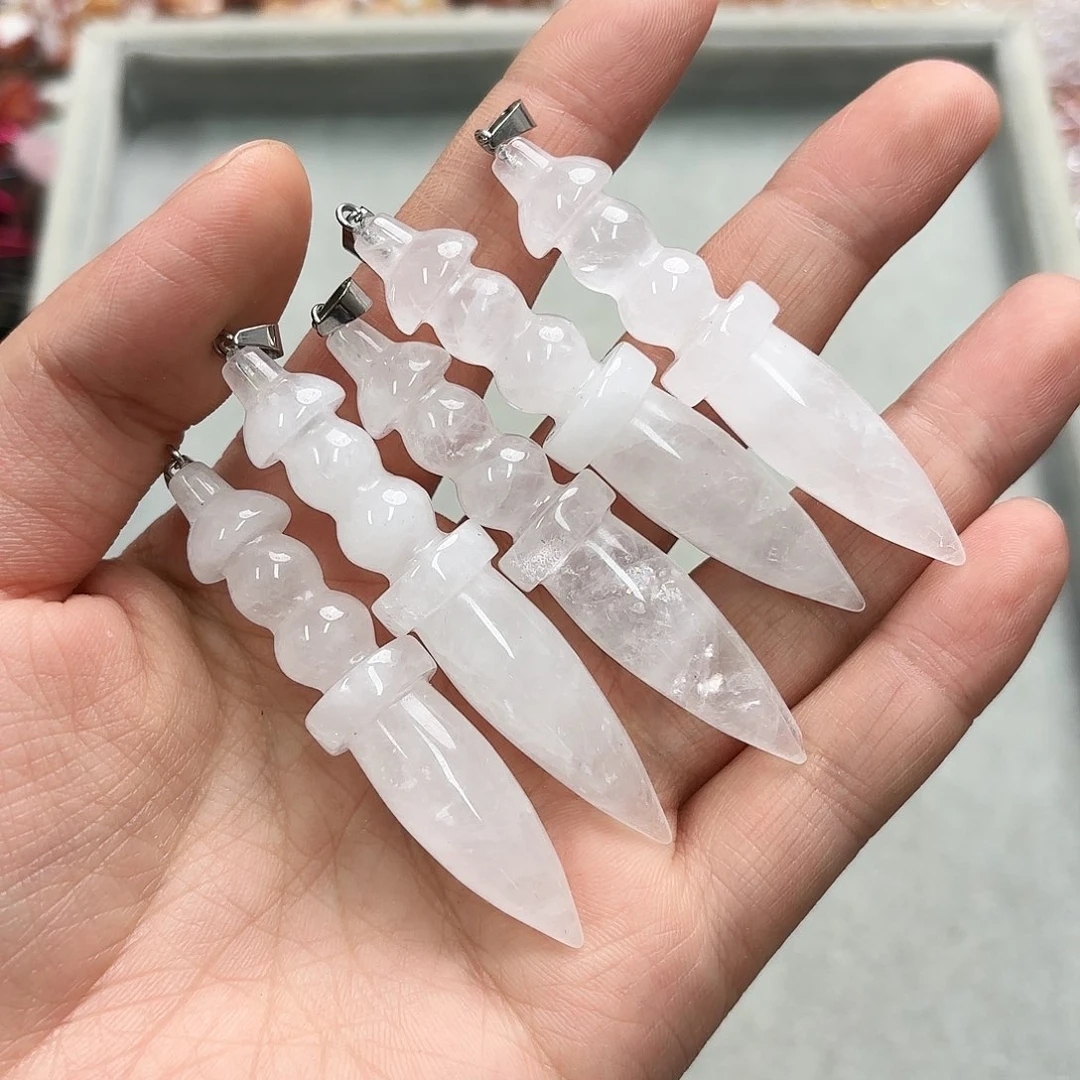 玛瑙/玉髓未镶嵌珠宝半成品14×68白水晶配件一颗