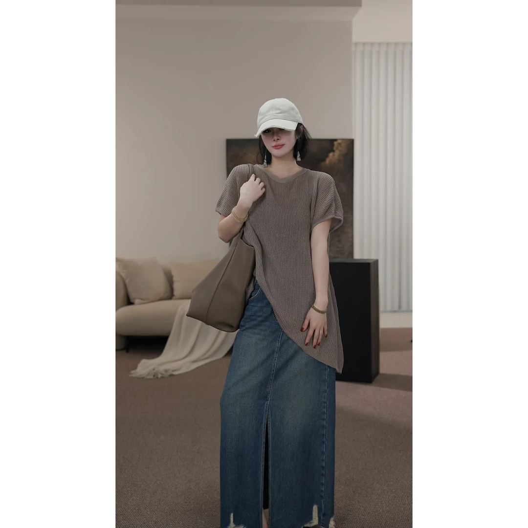 卢尚原创斜边无领针织上衣512768