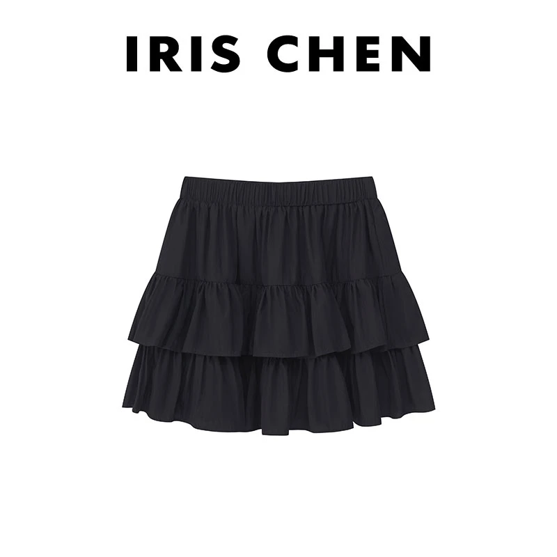 现货IRIS CHEN 芭蕾短裙 2025夏款显瘦百褶显瘦松紧腰短裙25DQ538