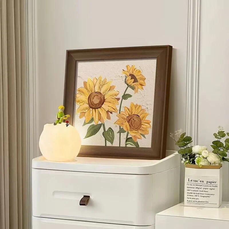 法式奶油风向日葵装饰画复古风挂画玄关柜卧室床头斗柜摆画E05