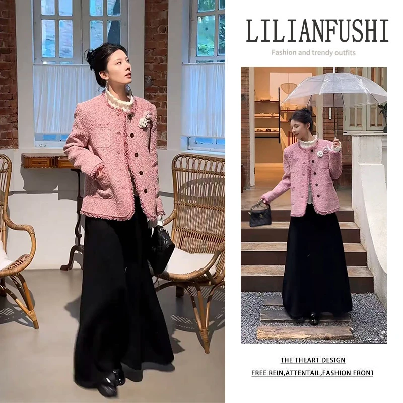 【现货】韩系穿搭秋冬2025新款气质时尚短外套半身裙纯欲风三件套潮