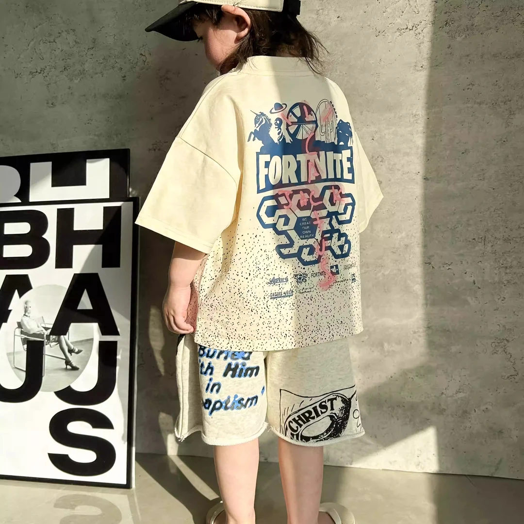 纯棉儿童短袖T恤春款男童卡通圆领打底衫中小童女宝宝洋气上衣潮