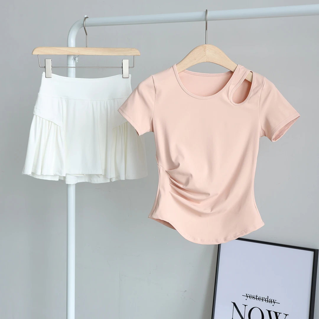 跑步运动套装女夏2025新款专业速干羽毛球服健身短裙瑜伽服两件套