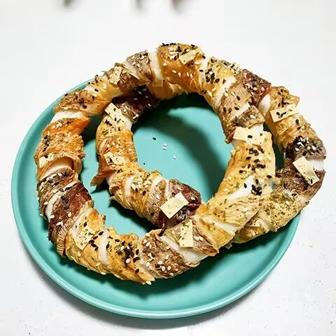 狗狗零食鸡肉鸭肉大脸牛皮圈磨牙洁齿耐咬宠物训练奖励猫咪零食