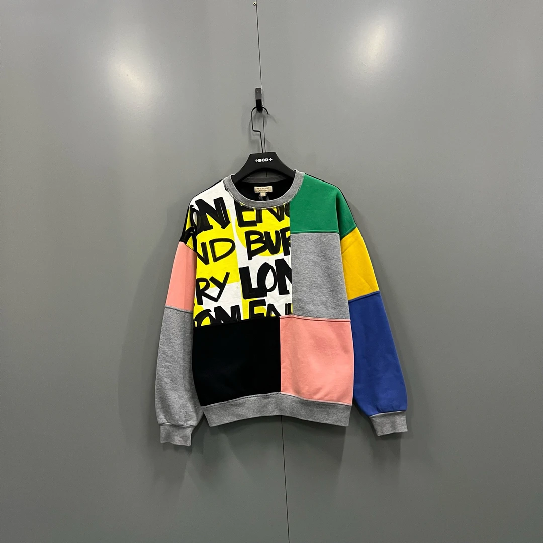 95新 BURBERRY/博柏利 (ll) 拼接log印花卫衣 M码/102659