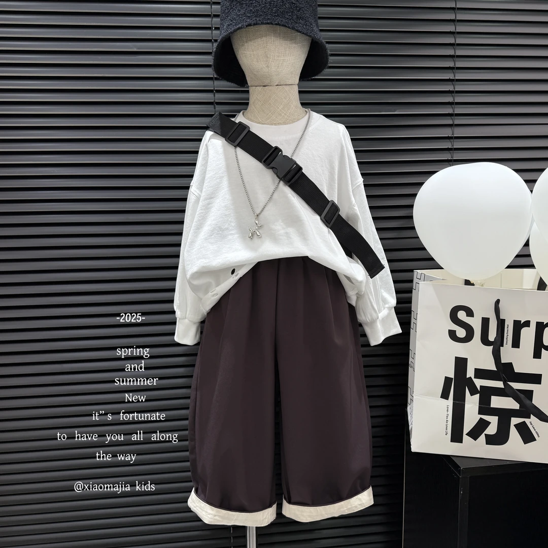 现货-儿童春季新款休闲裤D-5060韩版宽松老爹裤男女同款时尚百搭