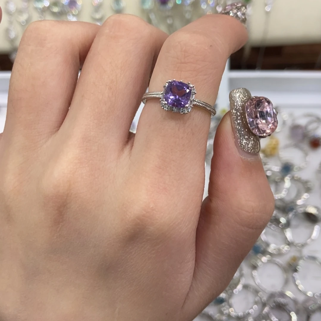 银S925镶嵌戒指紫晶