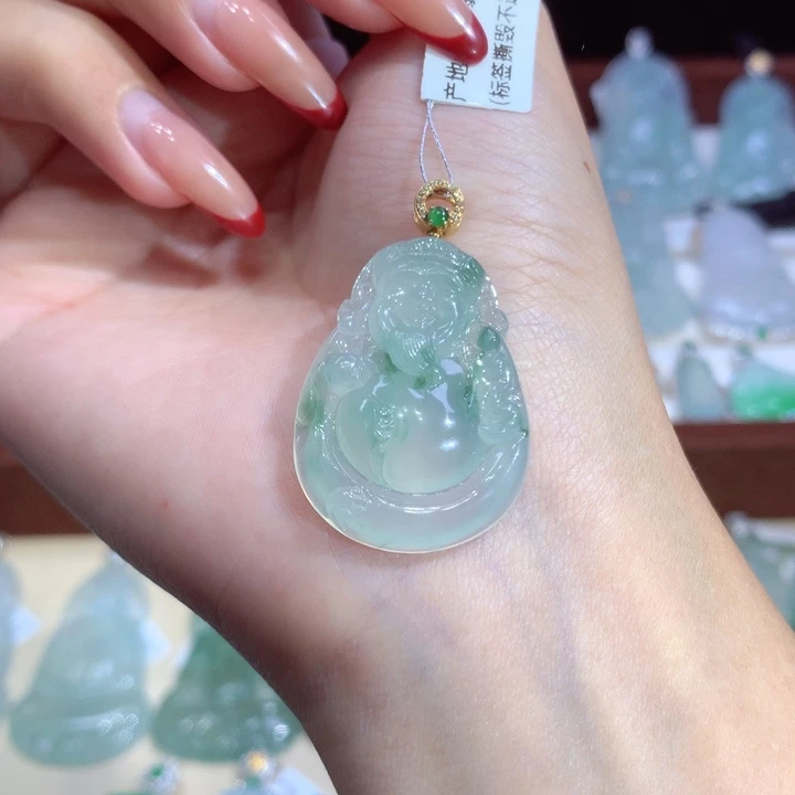 翡翠18K金镶嵌吊坠(不含链)