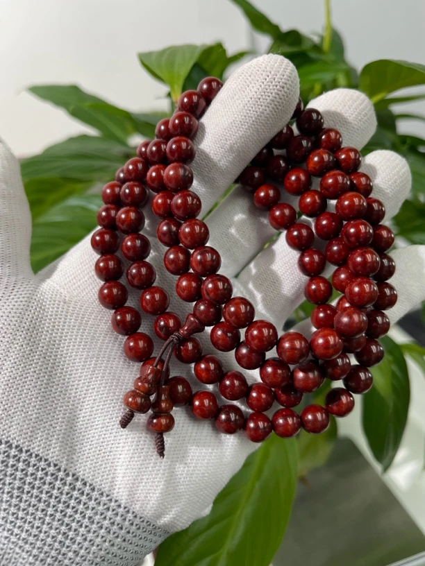 芝麻点火焰纹 8mm/108颗 肉中金星 印度小叶紫檀 高油高密