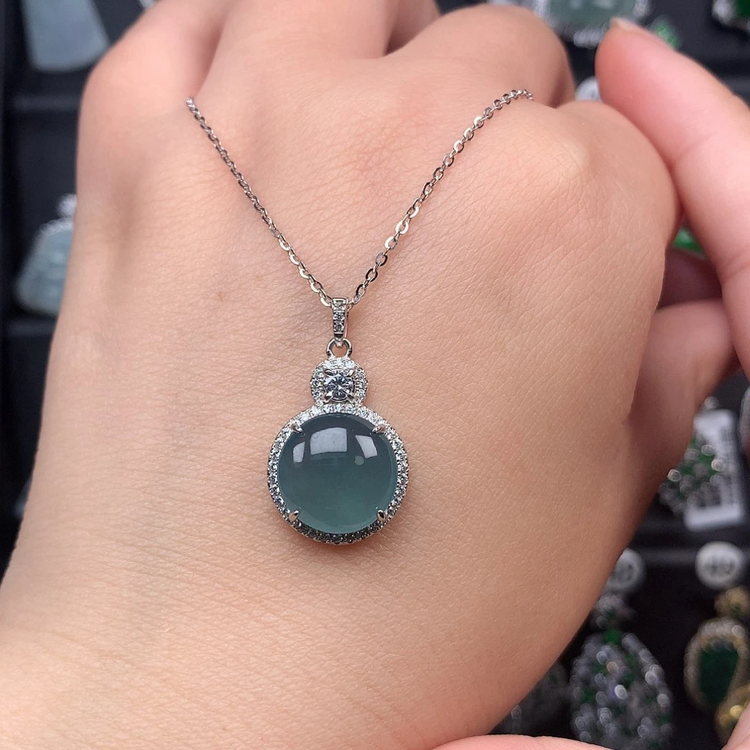 土***豆翡翠银S925镶嵌颈饰