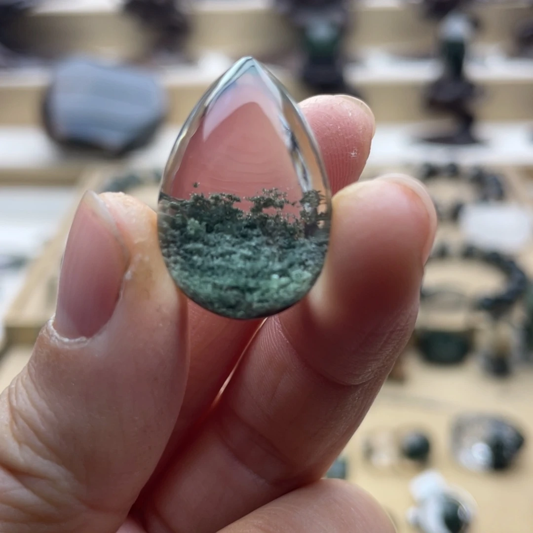 水晶未镶嵌颈饰绿幽灵聚宝盆水滴