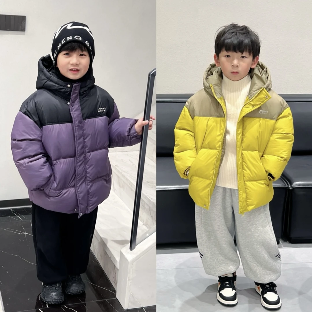 加厚2025冬季新款童装儿童韩版撞色三防连帽棉衣男女童百搭棉服