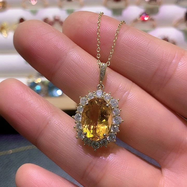 吊坠(赠链)黄晶银S925镶嵌