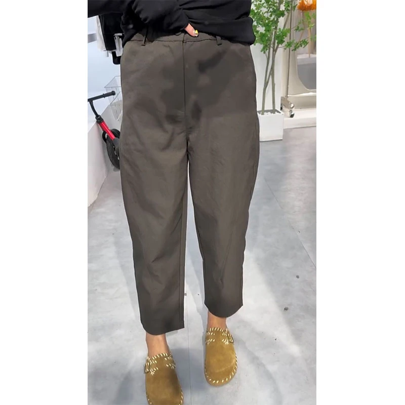 萱贝纯极简风时尚直筒休闲裤女2025秋冬新款百搭显瘦九分通勤西裤