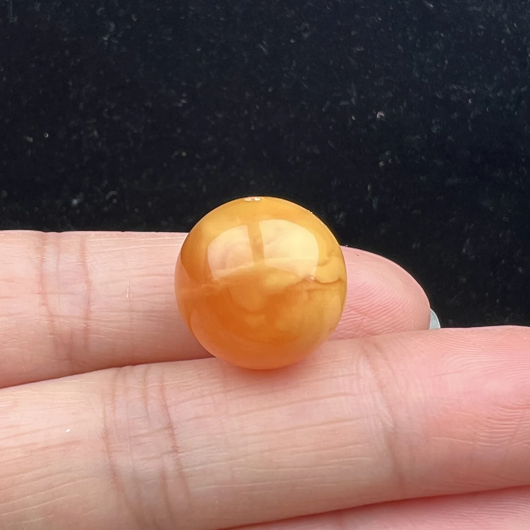 R4384天然蜜蜡 鸡油红单珠 16.4MM 2.34克支持复检假一罚四