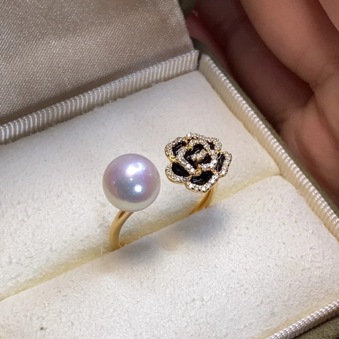 淡水珍珠戒指银S925镀金镶嵌