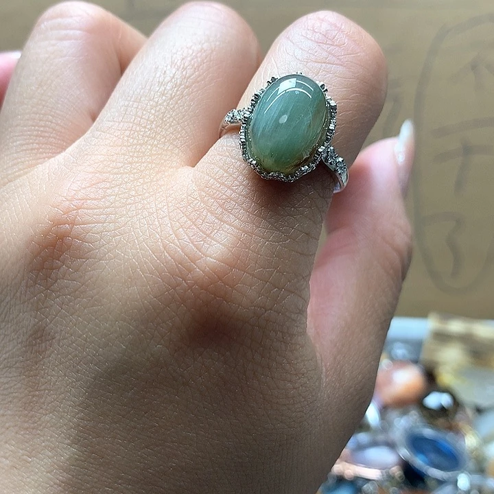 水晶水晶戒指银S925镶嵌秒**贝