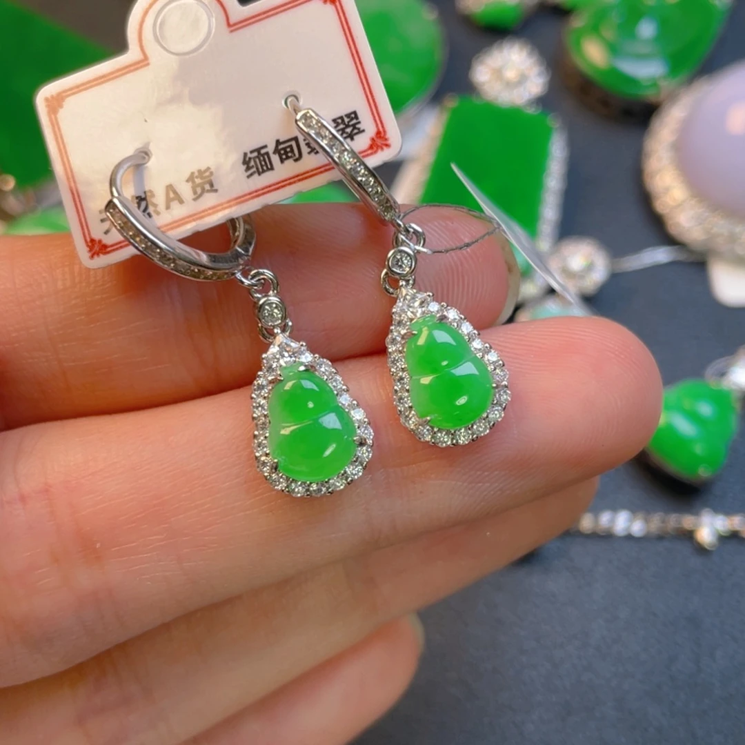 翡翠银S925镶嵌吊坠(不含链)耳坠