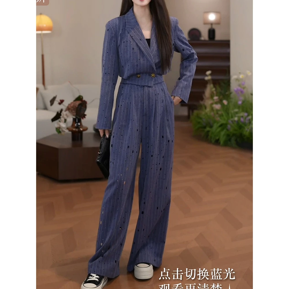 高级职场通勤套装女2025秋新超好看设计感名媛气质西装外套阔腿裤