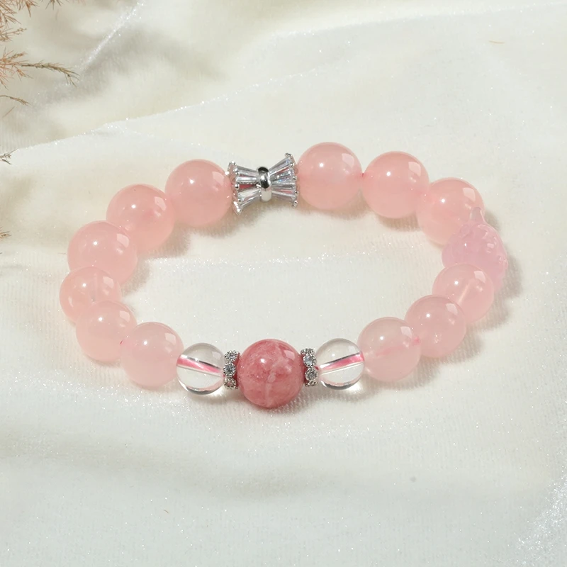 九福晶典  粉水晶红纹石手串 JF90677