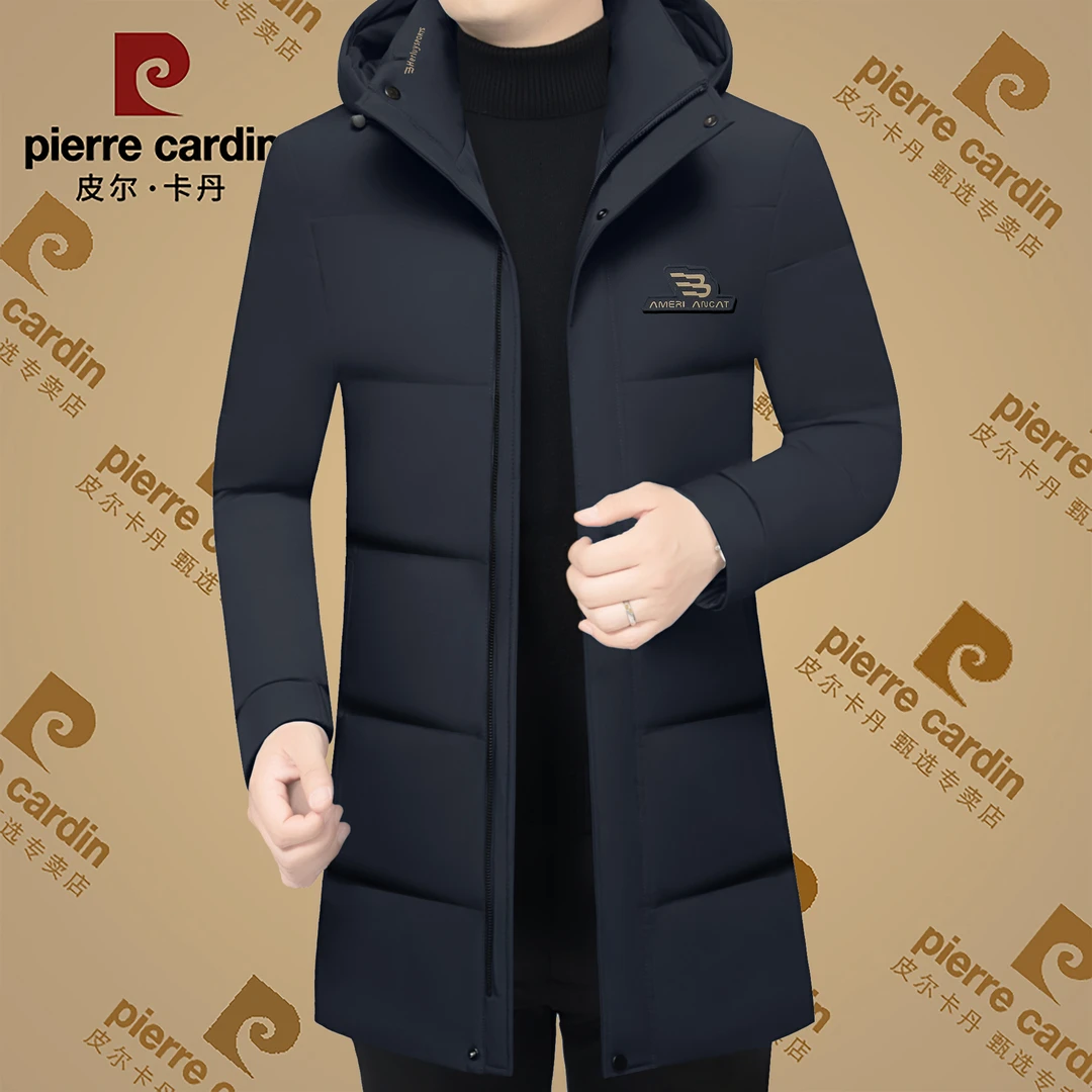 皮尔卡丹冬季新款高档男士休闲羽绒服中长款保暖鸭绒服男装外套