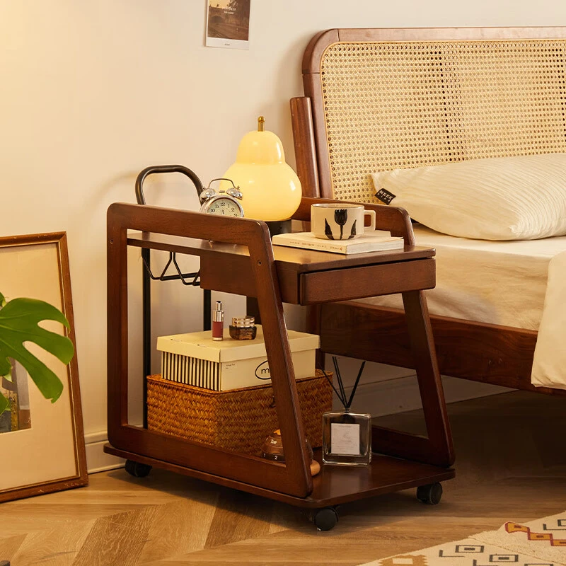 实木移动茶几沙发边几小推车