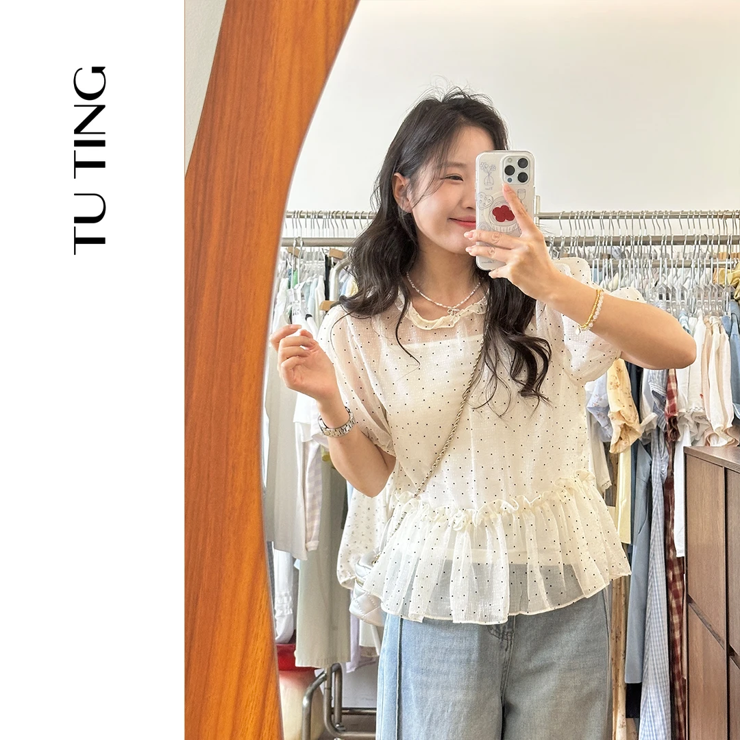 265#两件套波点常规款不起球宽松型夏季衬衫设计感时尚muji风