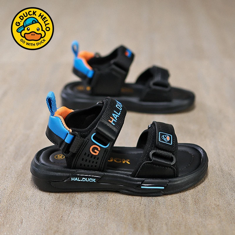 小黄鸭男童凉鞋夏款2025新款夏季男孩鞋子运动软底露趾儿童沙滩鞋